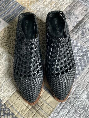 Jeffrey Campbell Black Woven Mules